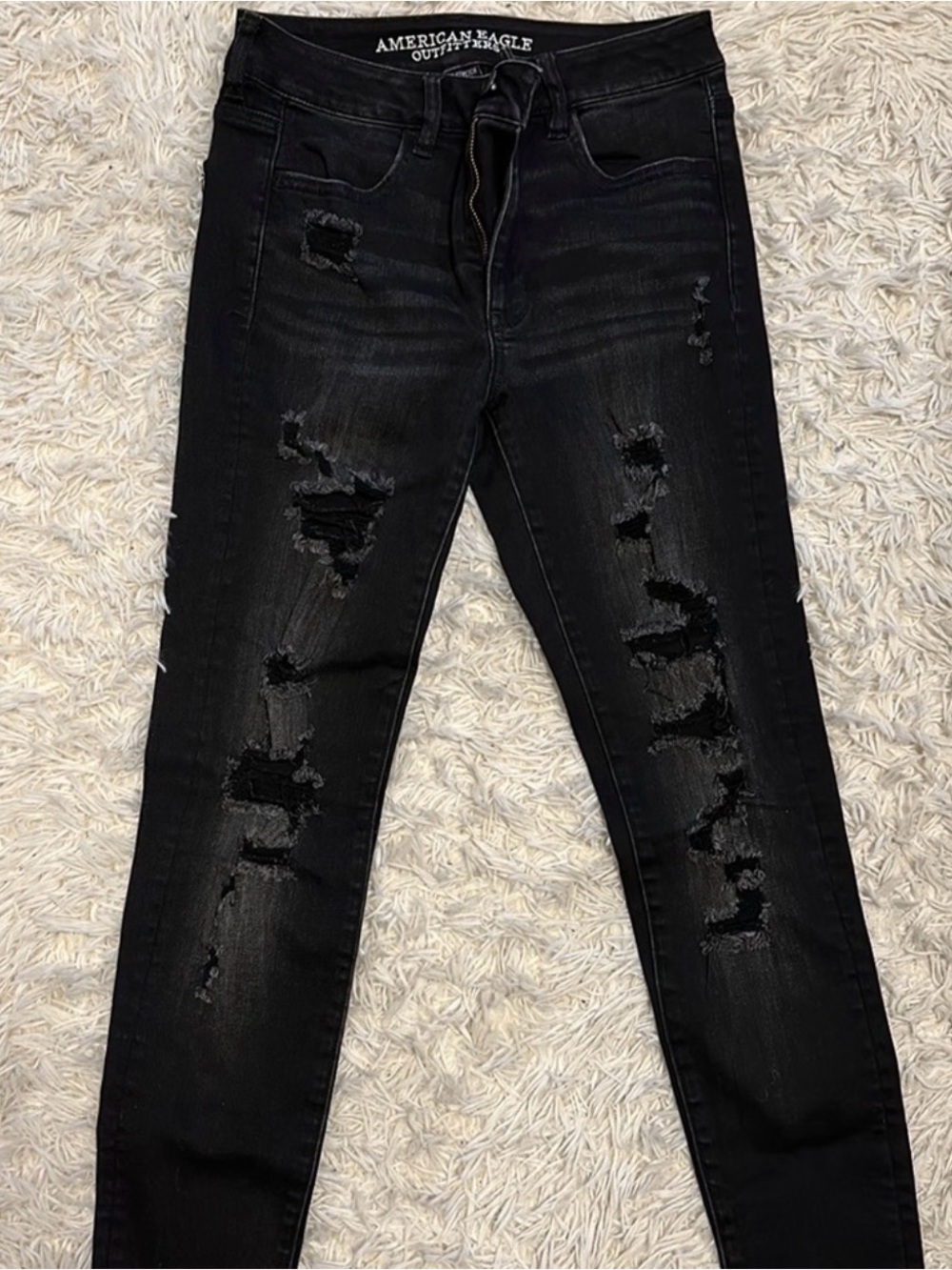 American Eagle Outfitters Women's Black Distressed Jeggings